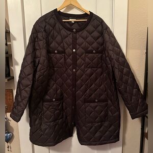 J Jill Down Quilted Jacket Espresso 4X Corduroy Trim